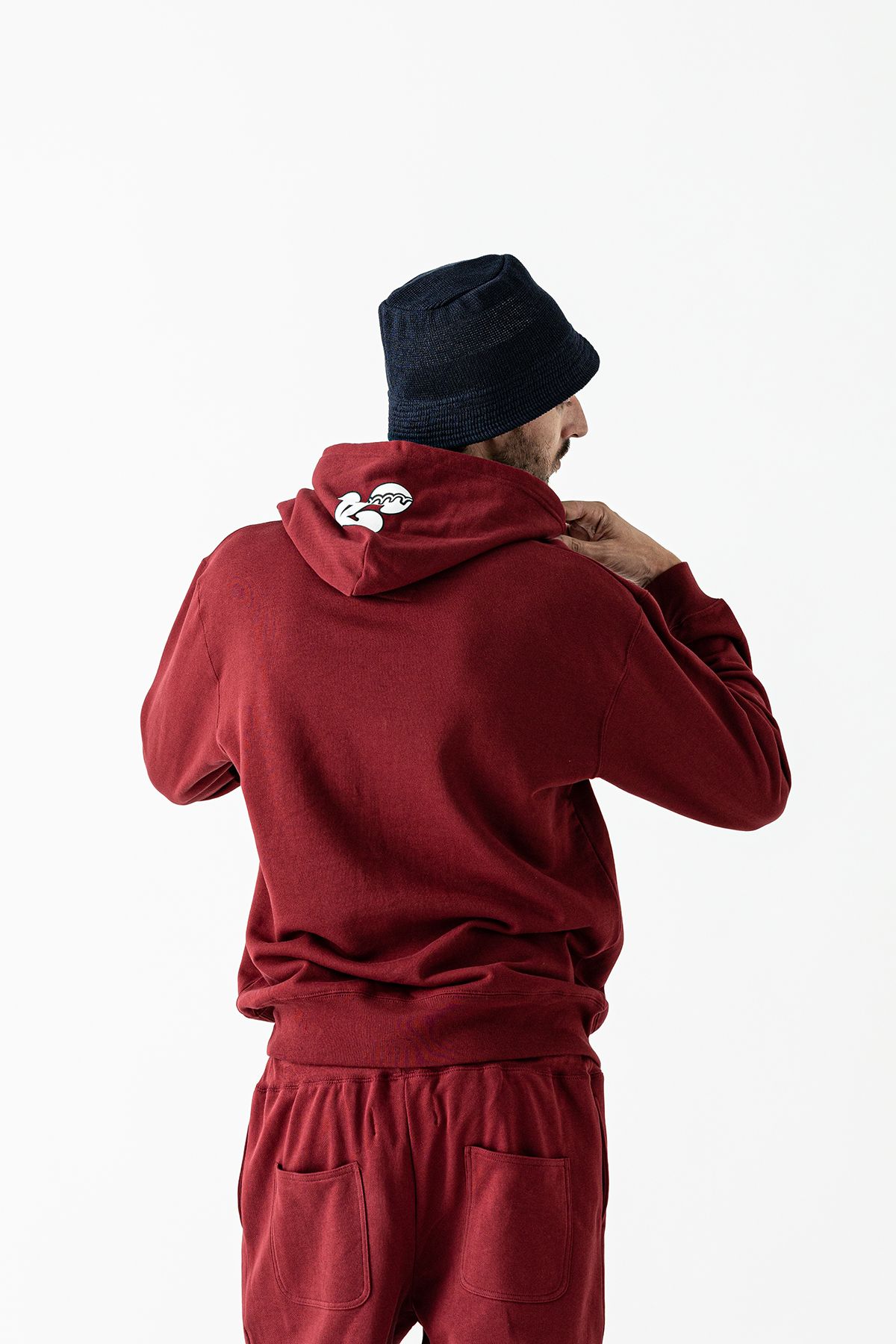 muta College Logo Hooded Sweatshirt /  バーガンディー  【Acanthus×muta】