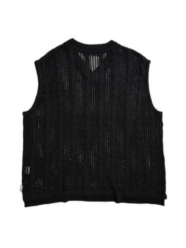《予約品8月31日 23時55分締め》 KNIT VEST A / ベスト / ブラック 【roarguns 】 2024年2月入荷予定