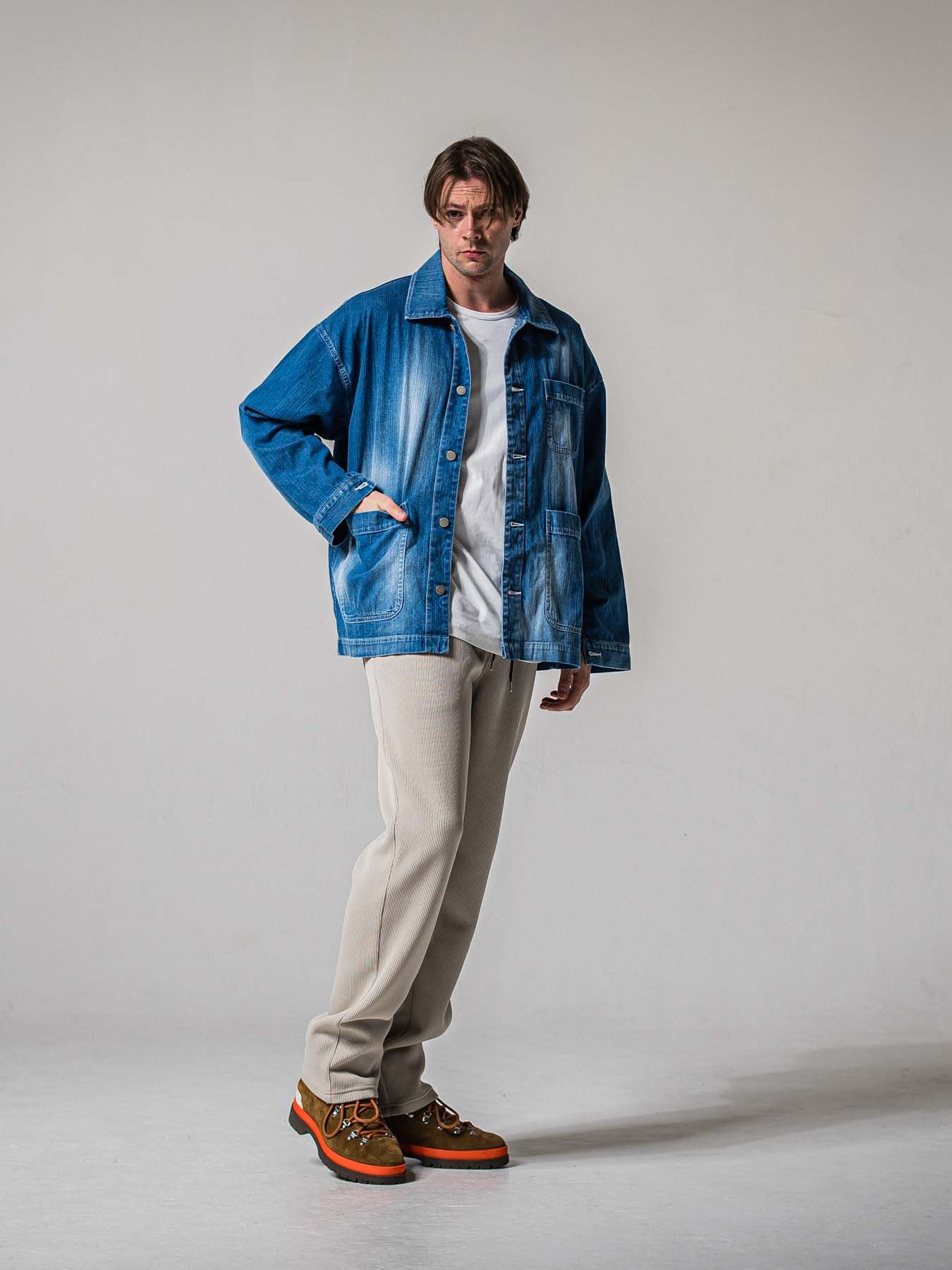 【予約品 11月16日(日) 締切】AZE  WIDE TUCK PANTS / 畔編みニット セミワイドシルエット ワンタック イージーパンツ / グレージュ