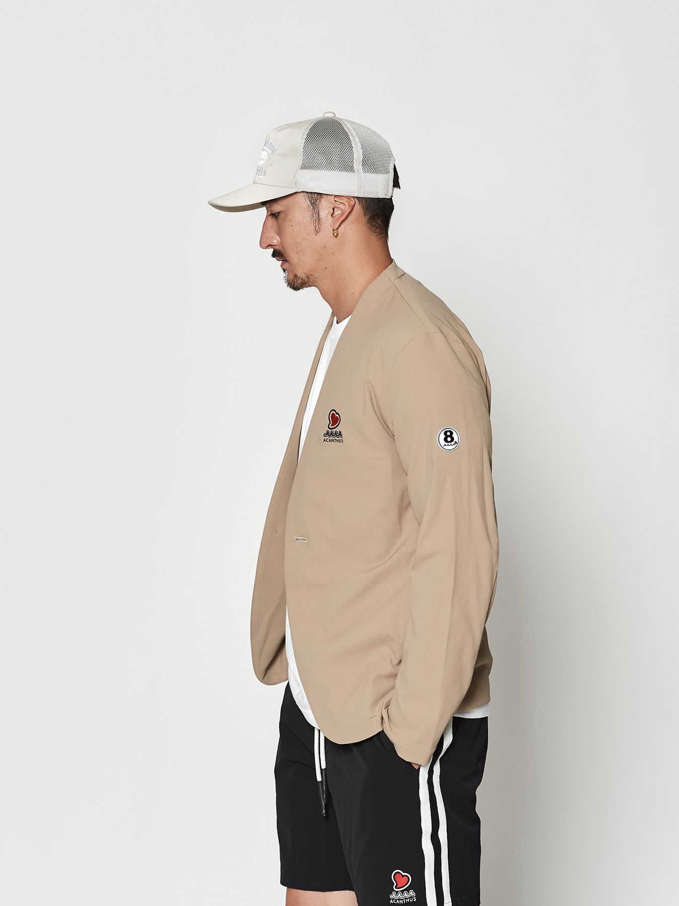 【予約品 10月9日(木) 締切】muta sweet no collar jacket / ノーカラージャケット / ベージュ【Acanthus × muta MARINE】