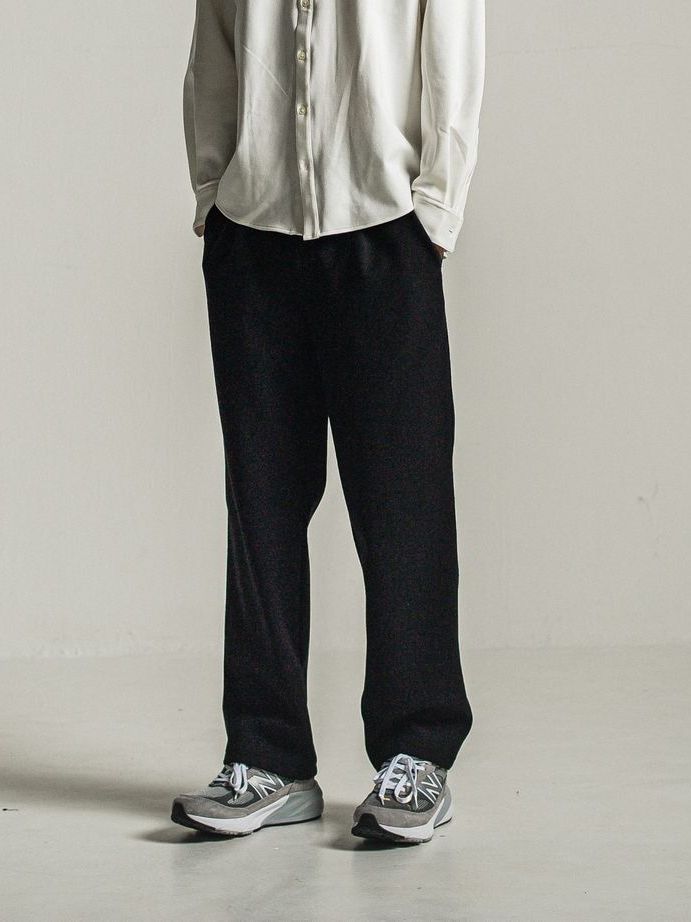 《予約9月1日18時締め》 MELTON WIDE TUCK PANTS  / ワイドタックパンツ / ブラック