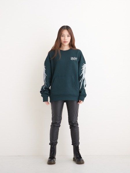 WING SLEEVE CREW NECK SWEAT / GREEN 【BOY LONDON】