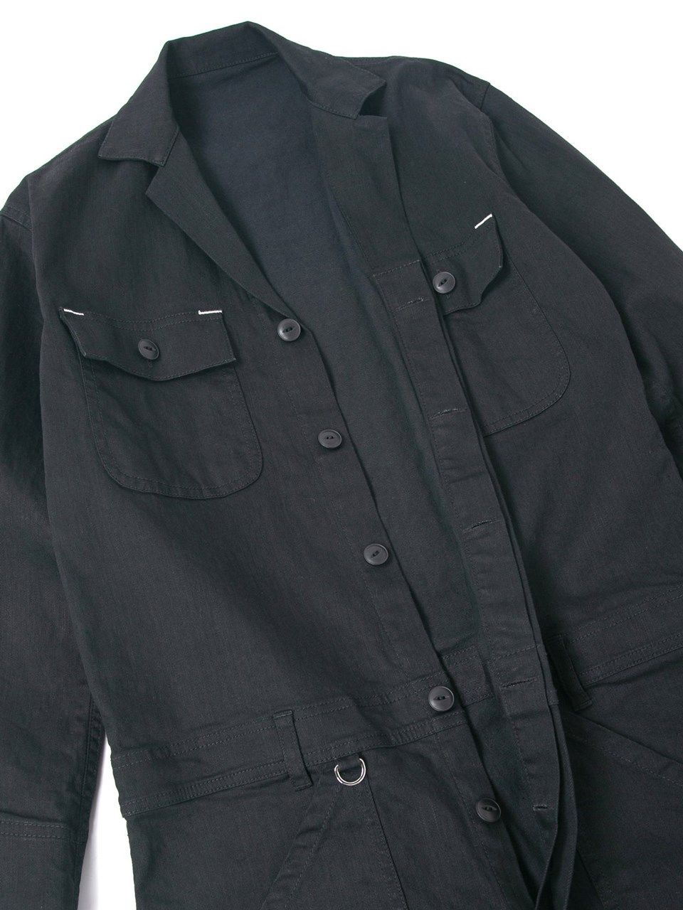 10oz Organic Cotton Stretch Denim Engineer Coverall / 10oz オーガニックコットン ストレッチデニム エンジニア カバーオール / Over Drive / ブラック