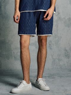 【予約品 1月25日(日) 締切】jacquard summer knit shorts / ジャガード サマーニット ショーツ / ネイビー