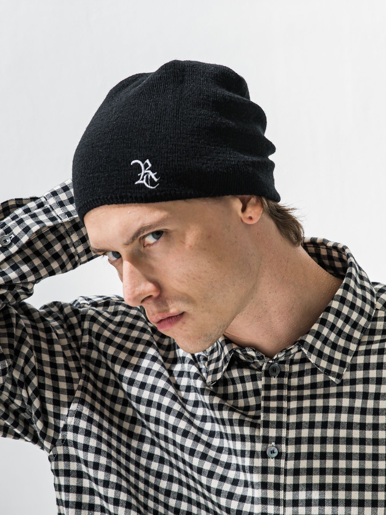 【予約品 9月6日(日) 締切】WOOL KNIT CAP / ウール ニットキャップ / ブラック×RC刺繍
