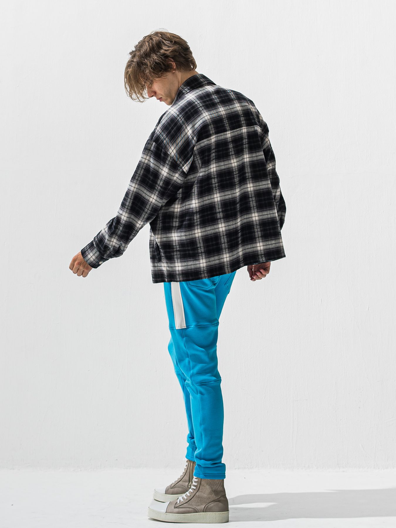 【予約品 9月6日(日) 締切】OVER HENRY VELOURS FLEECE THERMAL / 裏起毛 ハニカムサーマル オーバーサイズヘンリーネック / ホワイト