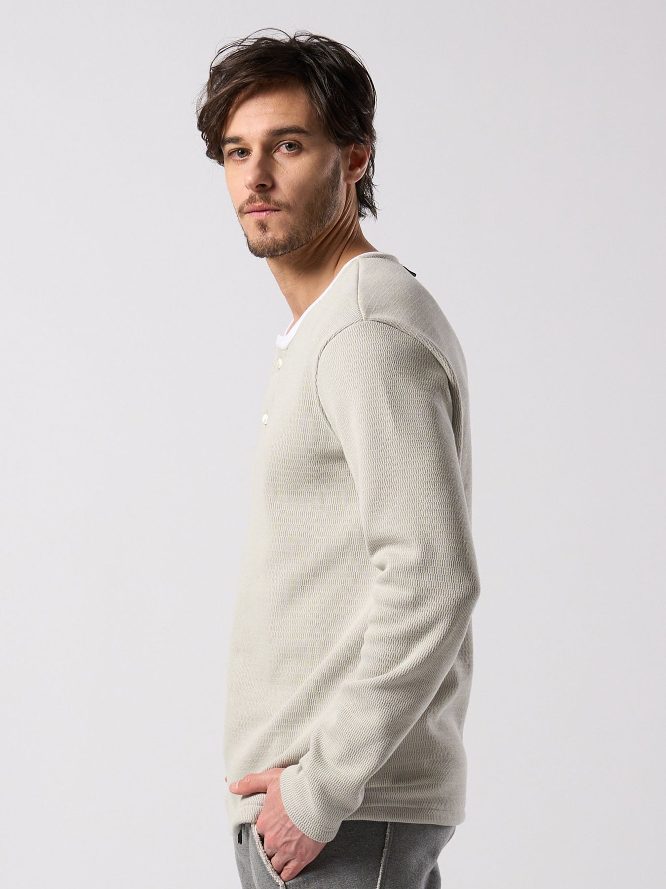 【予約品 4月19日(日) 18時締切】back boa thermal henley L/S / バックボア サーマル ヘンリーネック ロングスリーブ / ライトグレー