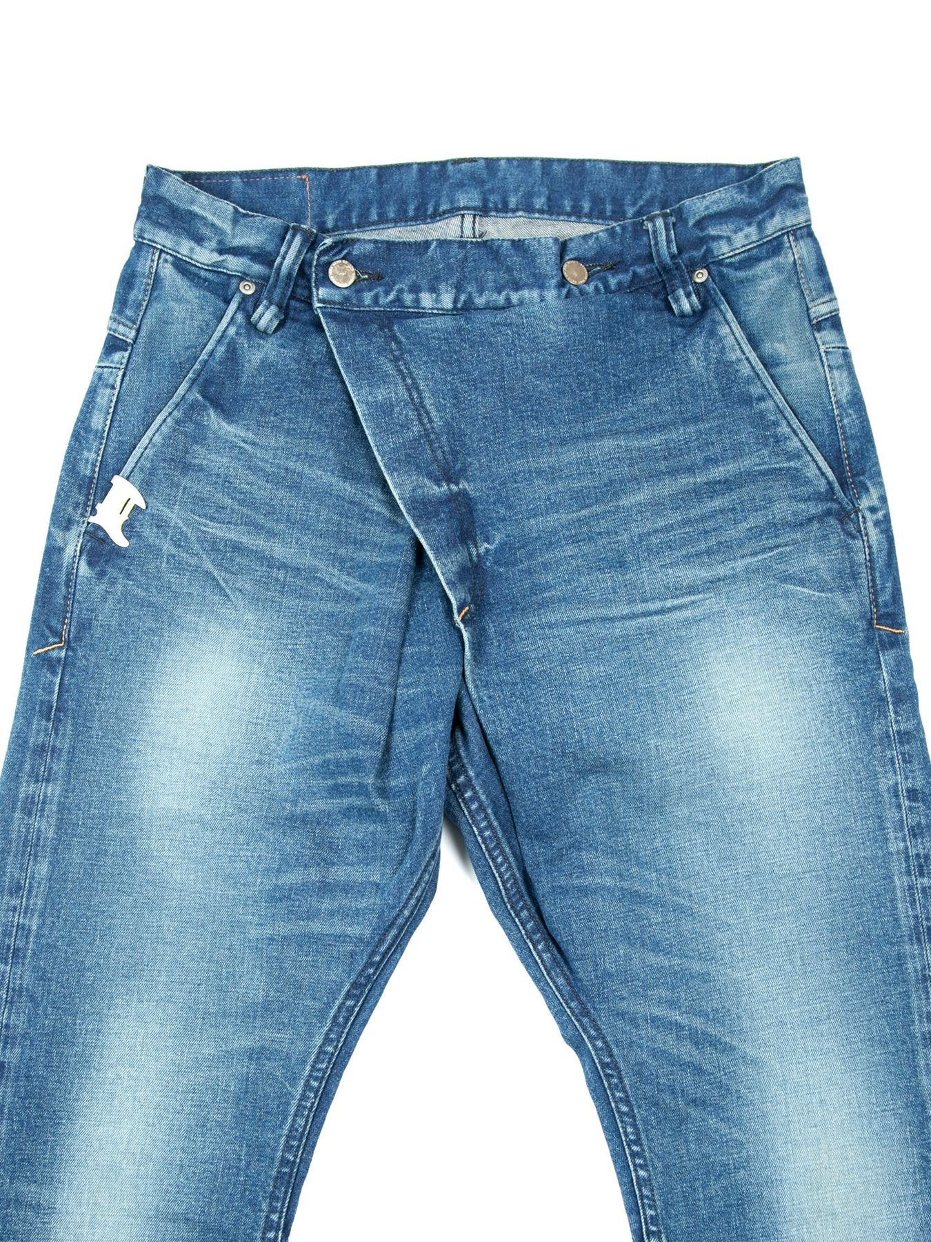 【予約品 10月12日(日) 締切】12.5oz Organic Cotton Stretch Over Lap Tight Straight Jeans / 12.5oz オーガニックコットン ストレッチデニム オーバーラップ タイトストレート / Over Down /インディゴ（ユーズド加工）