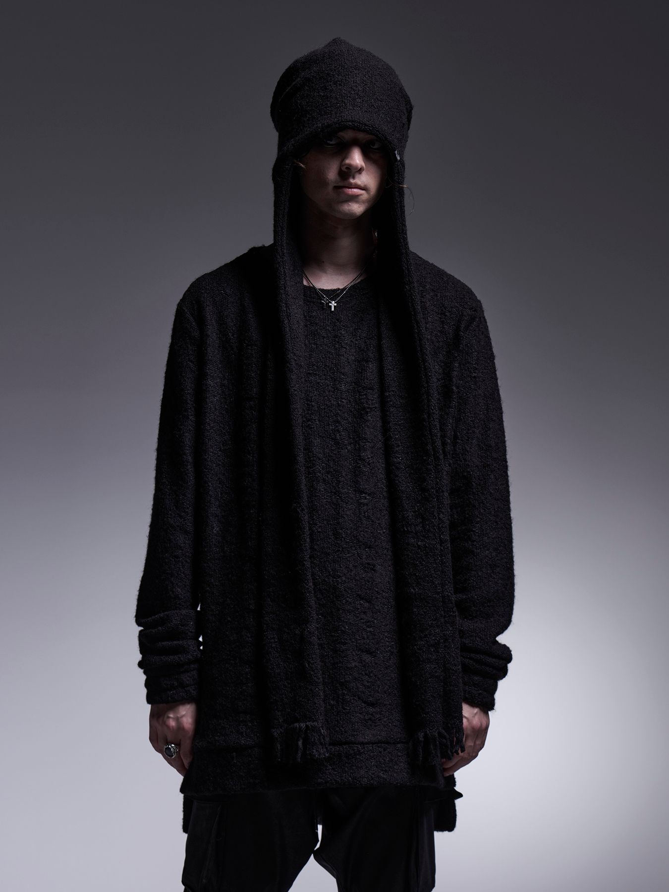 kiryuyrik 日本製 黒 ニット帽 ウールアクリル混紡 キリュウキリュウ kiryuyrik Knit Cap （Black） -FASCINATE
