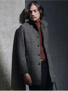 ハイブリットメルトン スタンドコートチェック 【NICOLE CLUB FOR MEN】