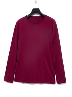 【予約品 4月6日(月) 締切】Natural Soft Cotton Plain Stitches Crew Neck T-shirt / 30/-ナチュラルソフト天竺 クルーネック ロングスリーブ Tシャツ / ワイン