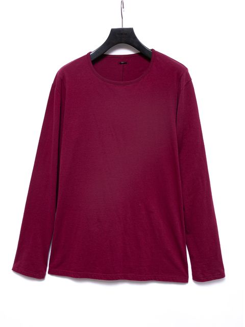 【予約品 4月6日(月) 締切】Natural Soft Cotton Plain Stitches Crew Neck T-shirt / 30/-ナチュラルソフト天竺 クルーネック ロングスリーブ Tシャツ / ワイン