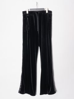 【予約品 4月6日(月) 締切】Stretch Tricot Velour Wide Track Pants / ストレッチ トリコット ベロア ワイド トラック パンツ / ブラック