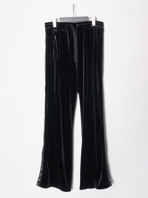 【予約品 4月6日(月) 締切】Stretch Tricot Velour Wide Track Pants / ストレッチ トリコット ベロア ワイド トラック パンツ / ブラック