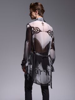 【予約品 1月4日(日) 締切】Gather Sleeve Shirt / ギャザースリーブシャツ / ブラック&グレー