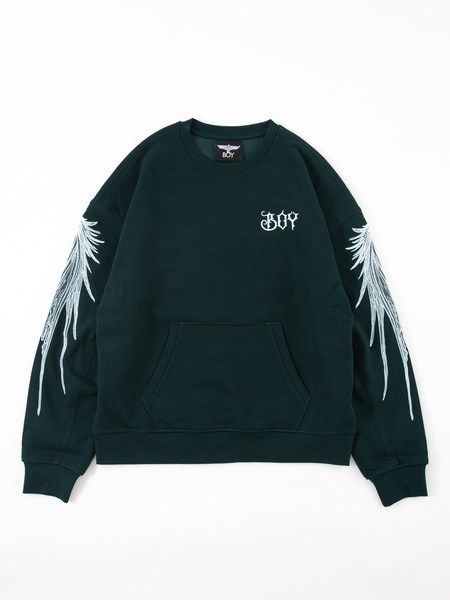 WING SLEEVE CREW NECK SWEAT / GREEN 【BOY LONDON】
