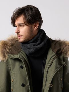 【予約品 4月19日(日) 18時締切】fancy yarn knit snood / ニットスヌード / チャコール