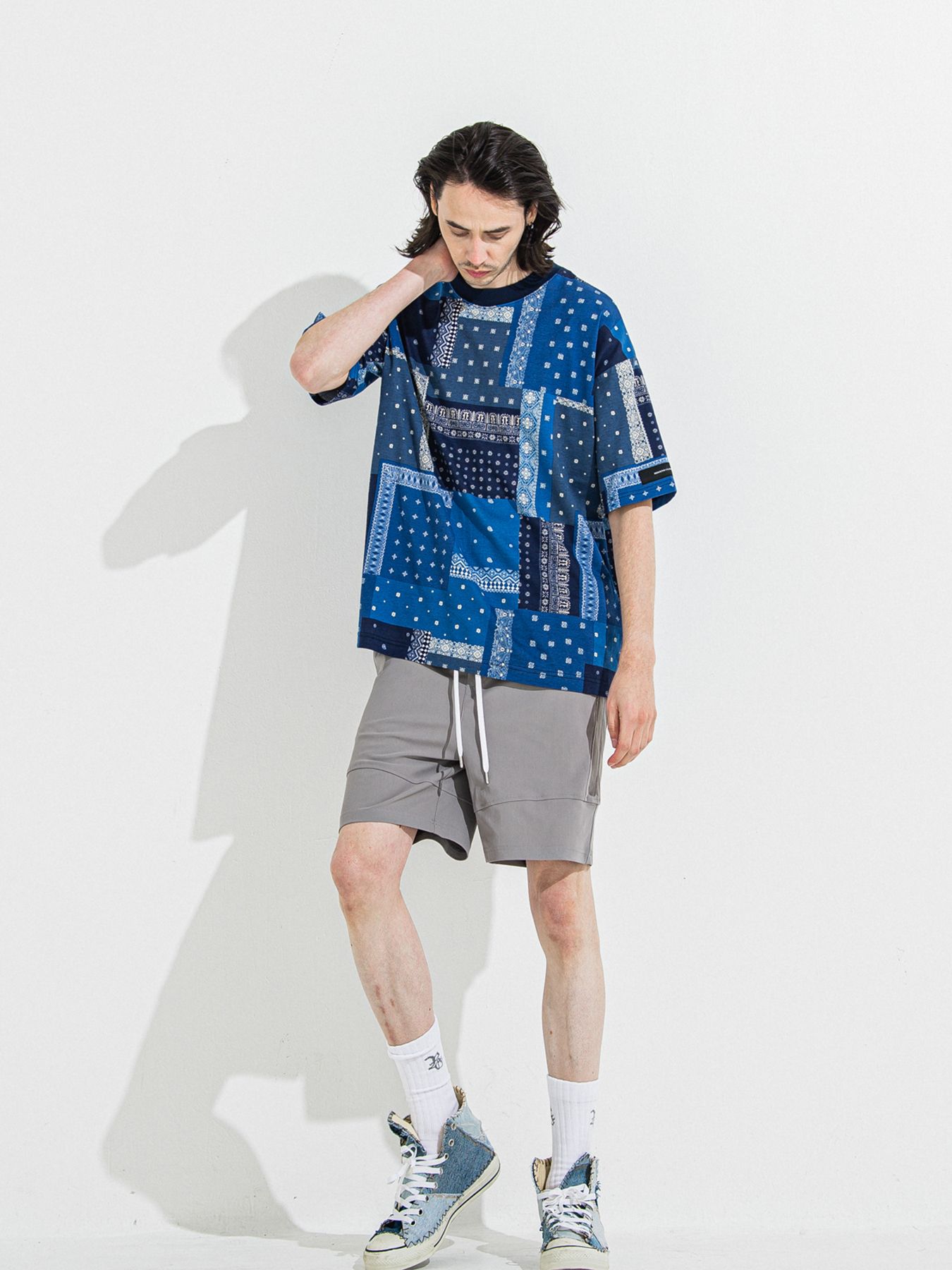 【予約品 】BANDANA OVER TEE / バンダナオーバーサイズTシャツ / ネイビー