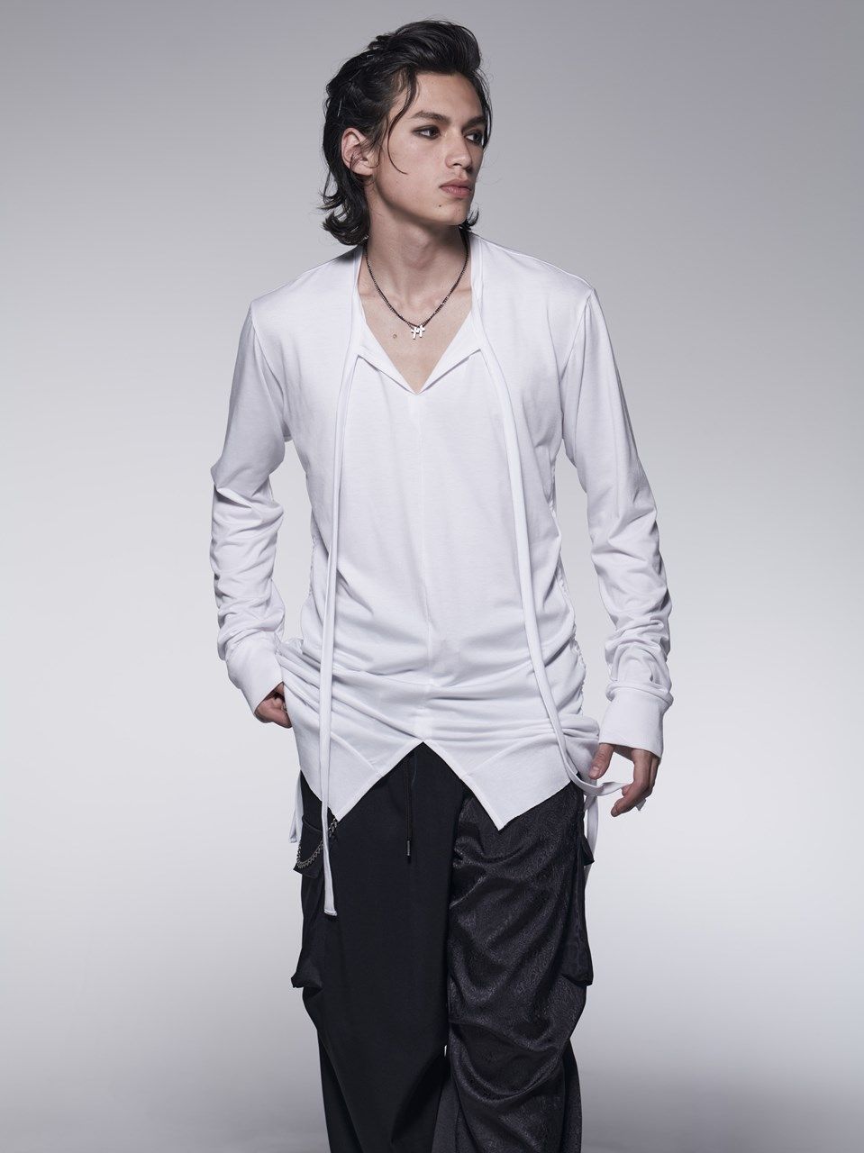 SideShirringRibT-Shirt / サイドシャリーング リブTシャツ / ホワイト 【kiryuyrik】