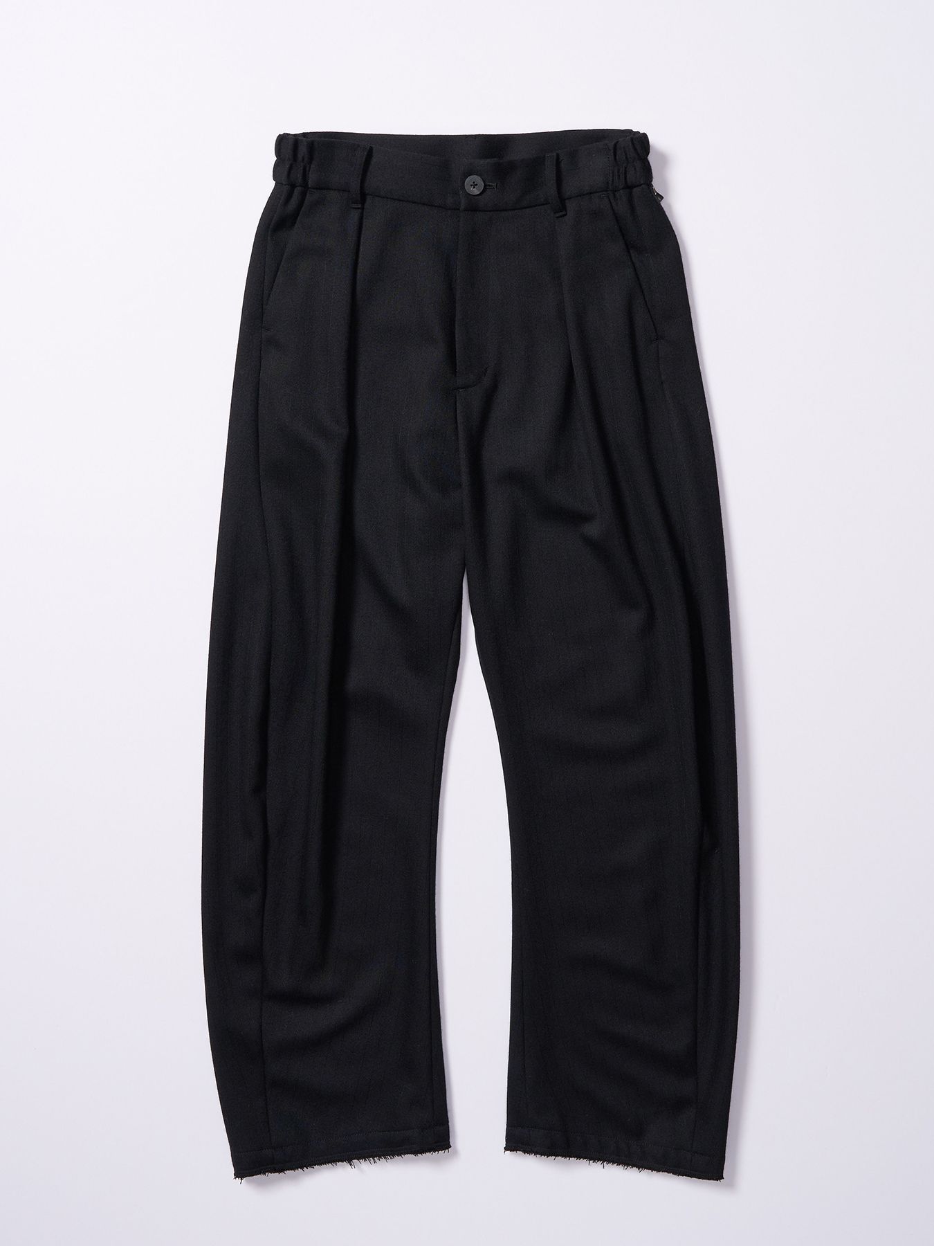 【予約品 4月19日(日) 18時締切】venetian stripe wide banana slacks / ヴェネツィアン ストライプ ワイドバナナスラックス / ブラック