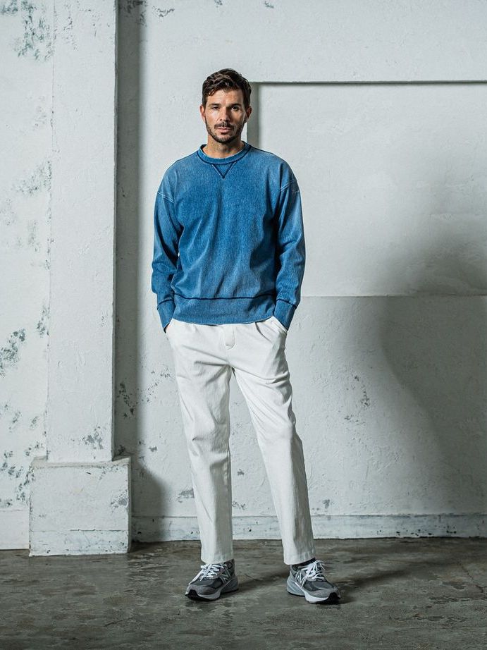 《予約11月17日19時締め》  DENIM JERSEY loose trainer / トレーナー / ライトインディゴ