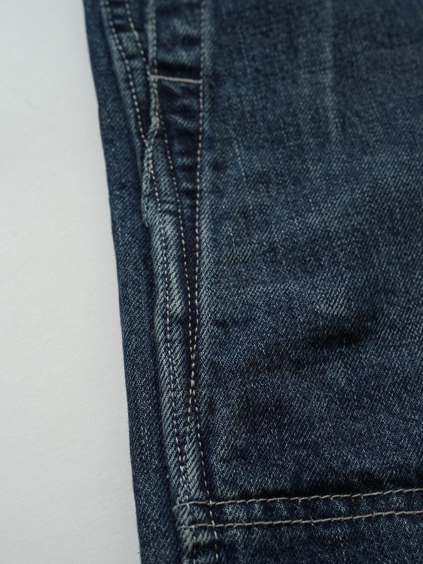 【予約品 5月6日(水) 締切】USN-DENIMTROUSERS aged / ユーズド加工 デニムミリタリーパンツ / インディゴ × 生成りステッチ 濃