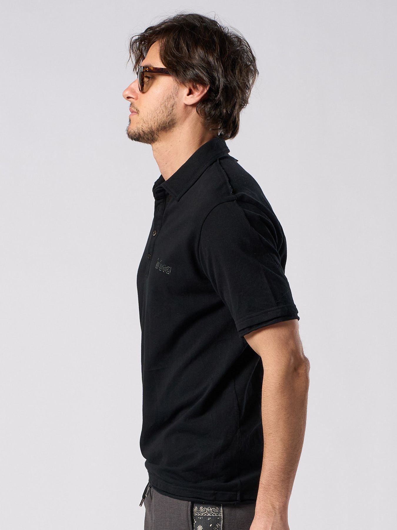 【予約品 1月25日(日) 締切】muta × wjk collection：cut-off polo S/S (printed) / カットオフ ポロ ショートスリーブ / ブラック