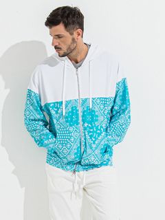 【予約品 】RASH OVER ZIPUP HOODIE / ラッシュガード オーバーサイズジップアップパーカー / バンダナブルーグリーン