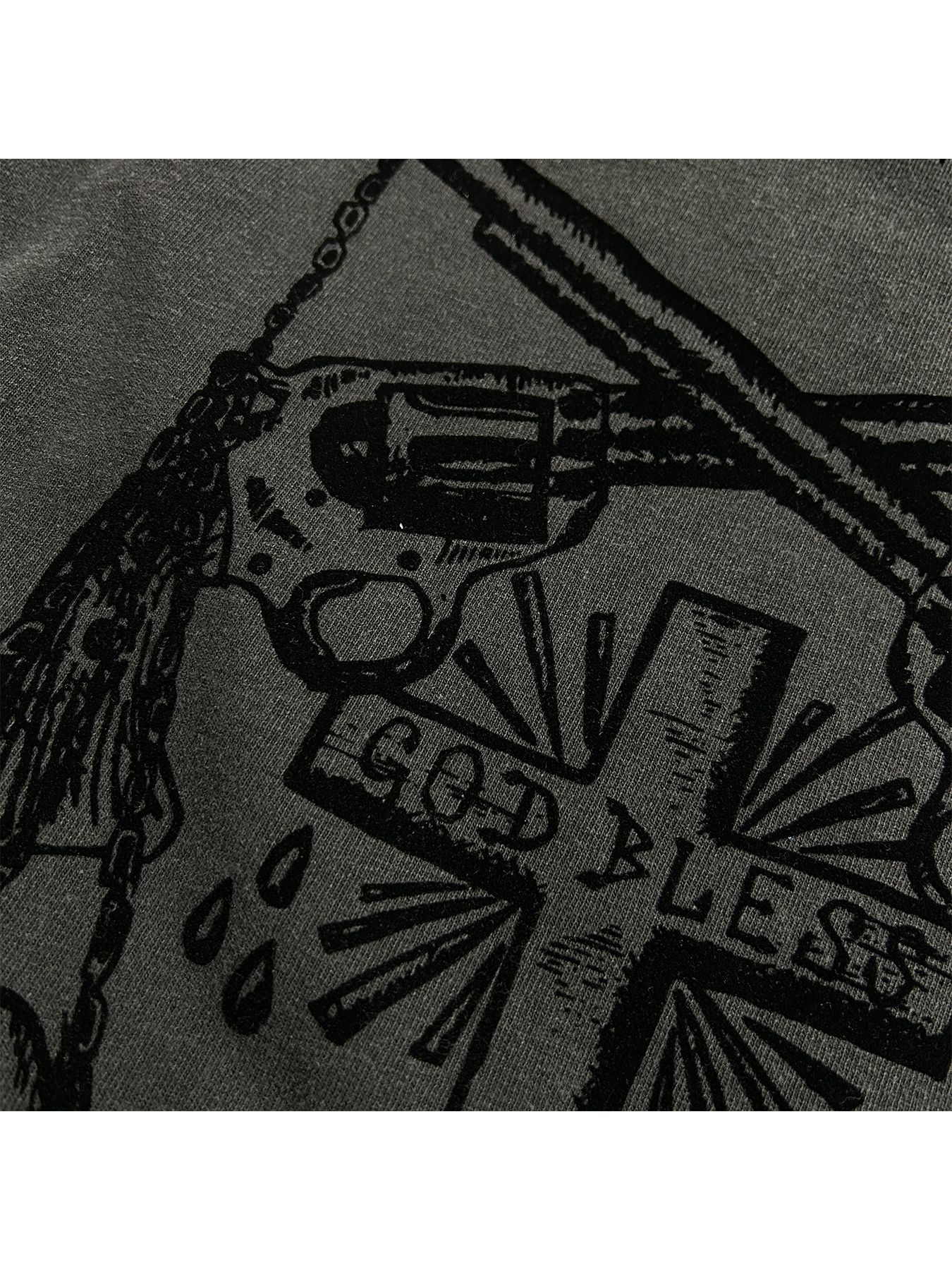 【予約品 】FLOCKY PRINT L/S T / フロッキープリント ロングスリーブ Tシャツ / ブラック