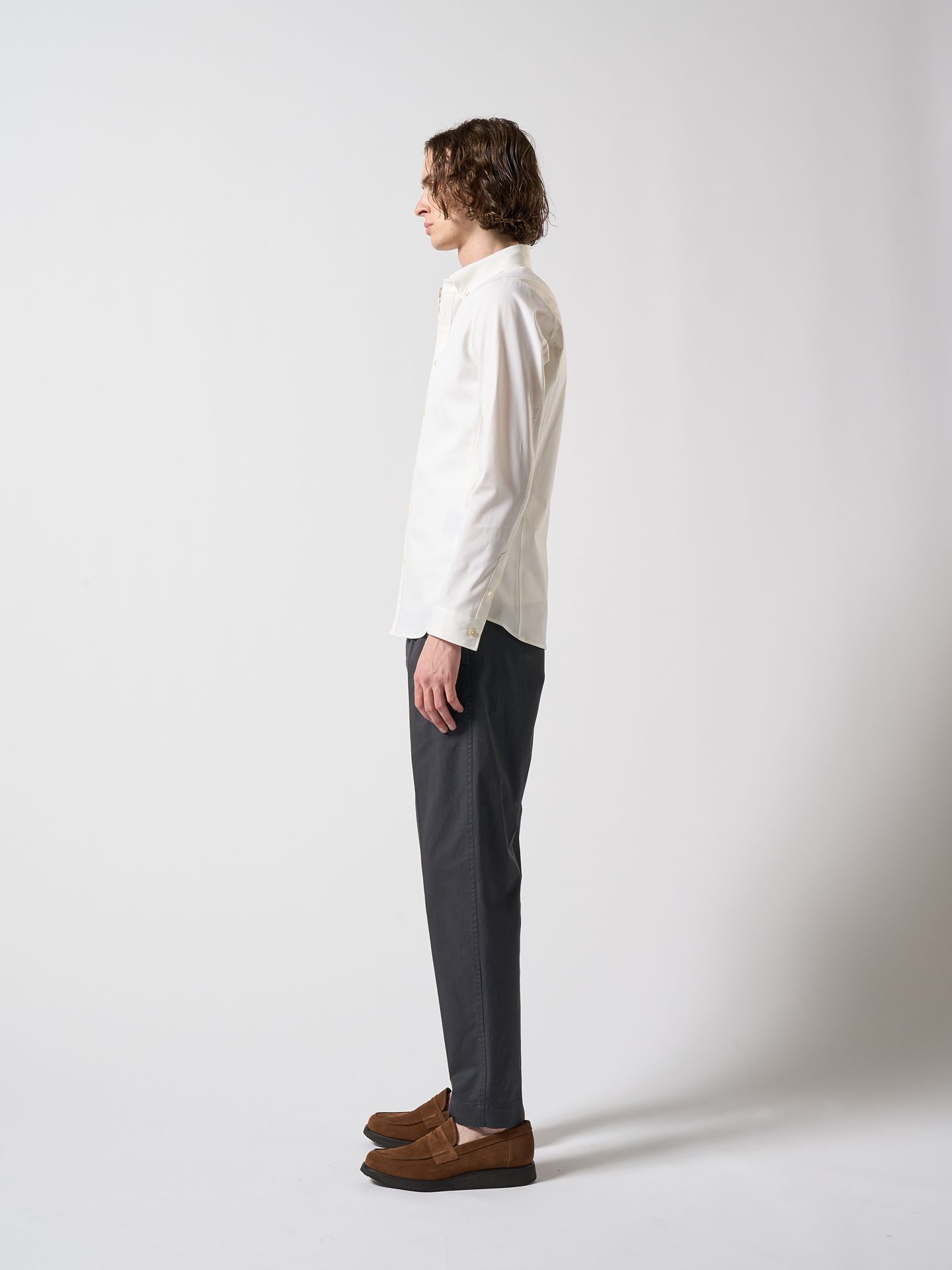 【予約品】 pressed tapered chino / チノパンツ /  グレー