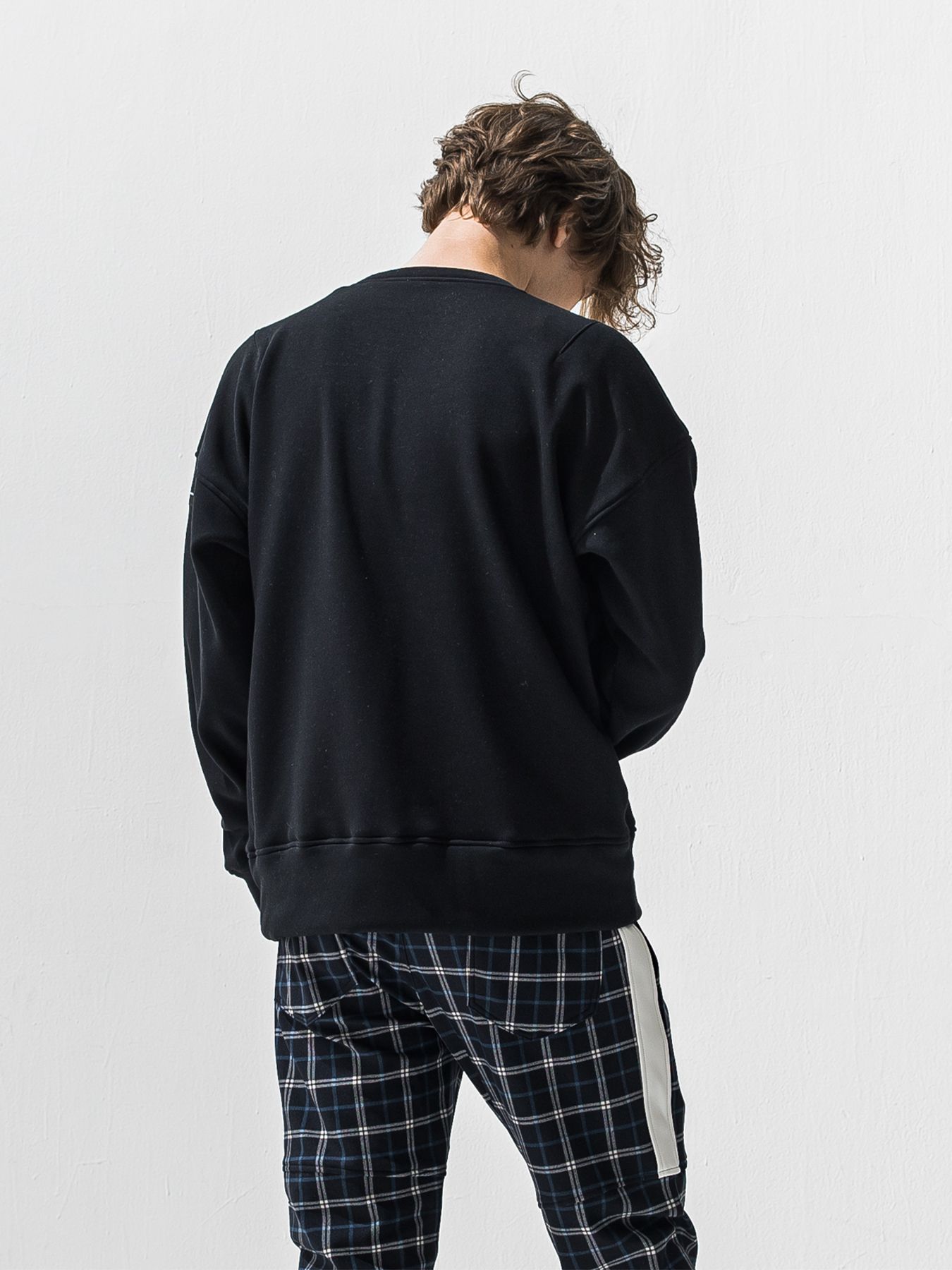 【予約品 9月6日(日) 締切】BOX VELOURS FLEECE DROP TRAINER / ボックスロゴ 裏起毛 ルーズトレーナー / ブラック