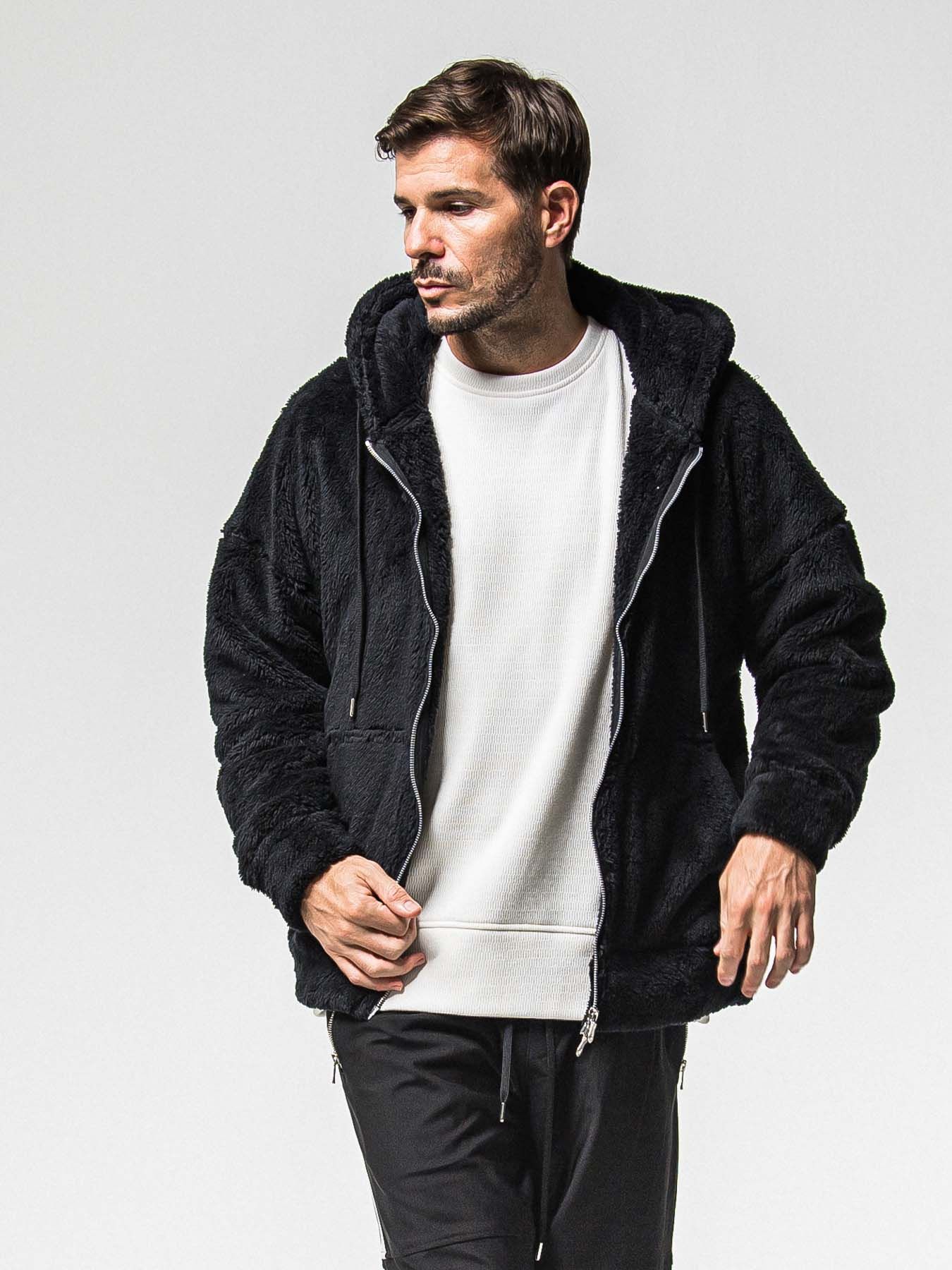 【予約品 】BOA ZIP LOOSE HOODIE / ボア ジップ ルーズフーディ / ブラック