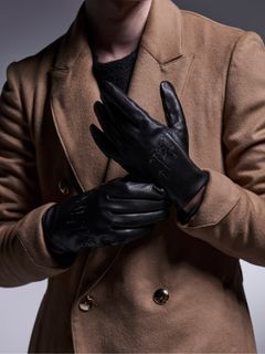 シープレザーDot Button Glove / ドットボタングローブ / ブラック スマホ対応