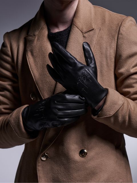 シープレザーDot Button Glove / ドットボタングローブ / ブラック スマホ対応