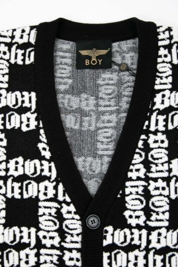 BOY LOGO PATTERNED KNIT CARDIGAN/ ブラック 【BOY LONDON】