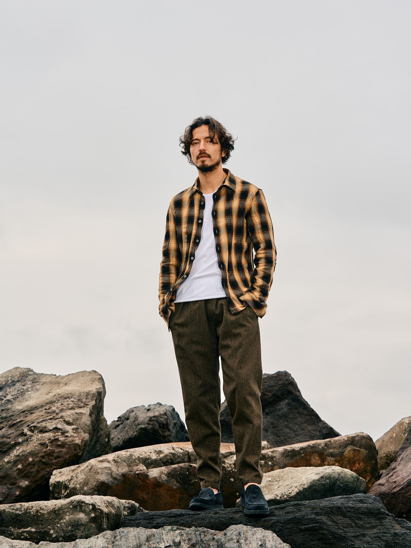 【予約品】 twist wrinkle check / シャツ / イエロー