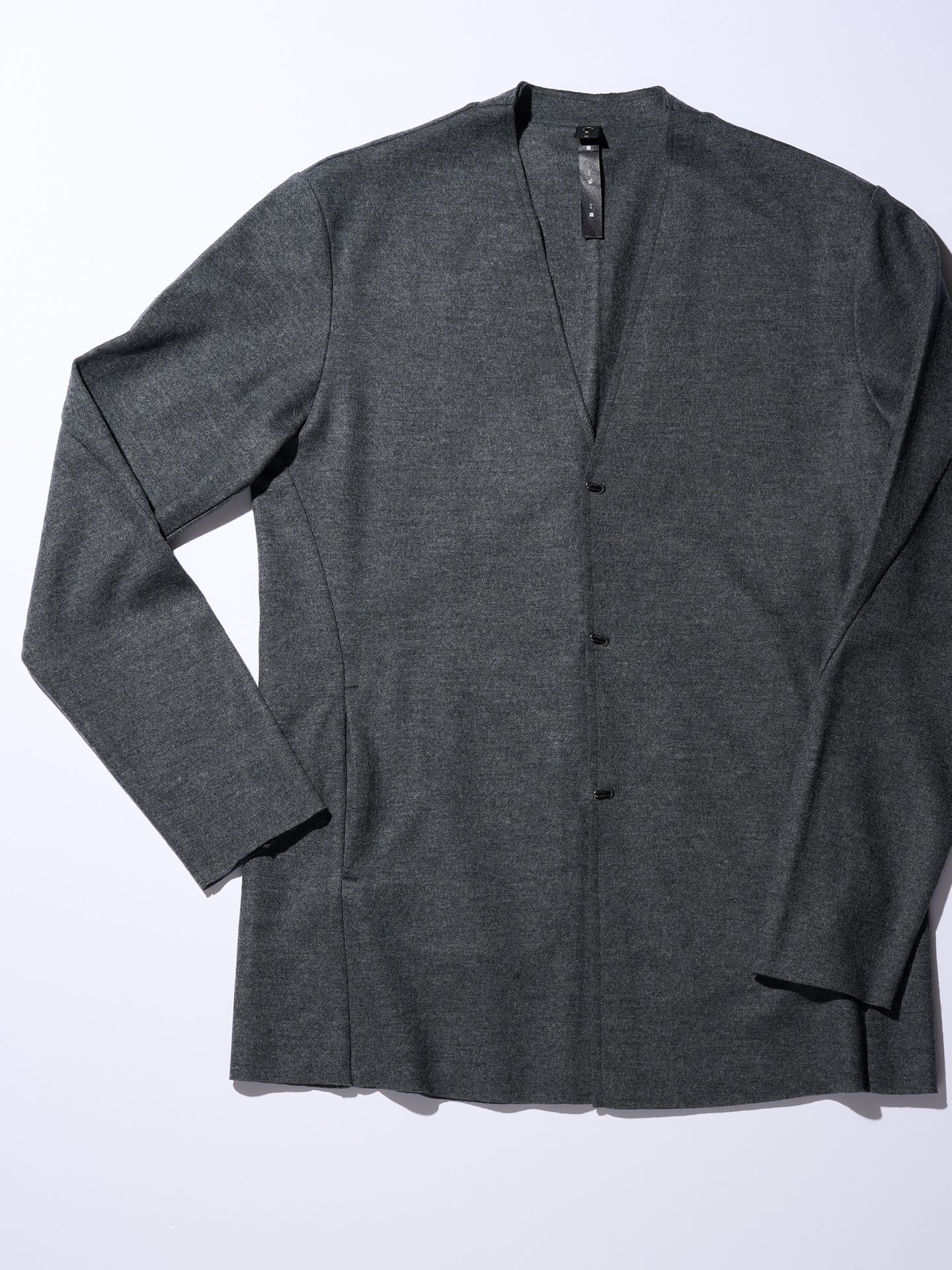 【予約品】 2-ply hook cardigan / ミドルカーディガン / チャコール