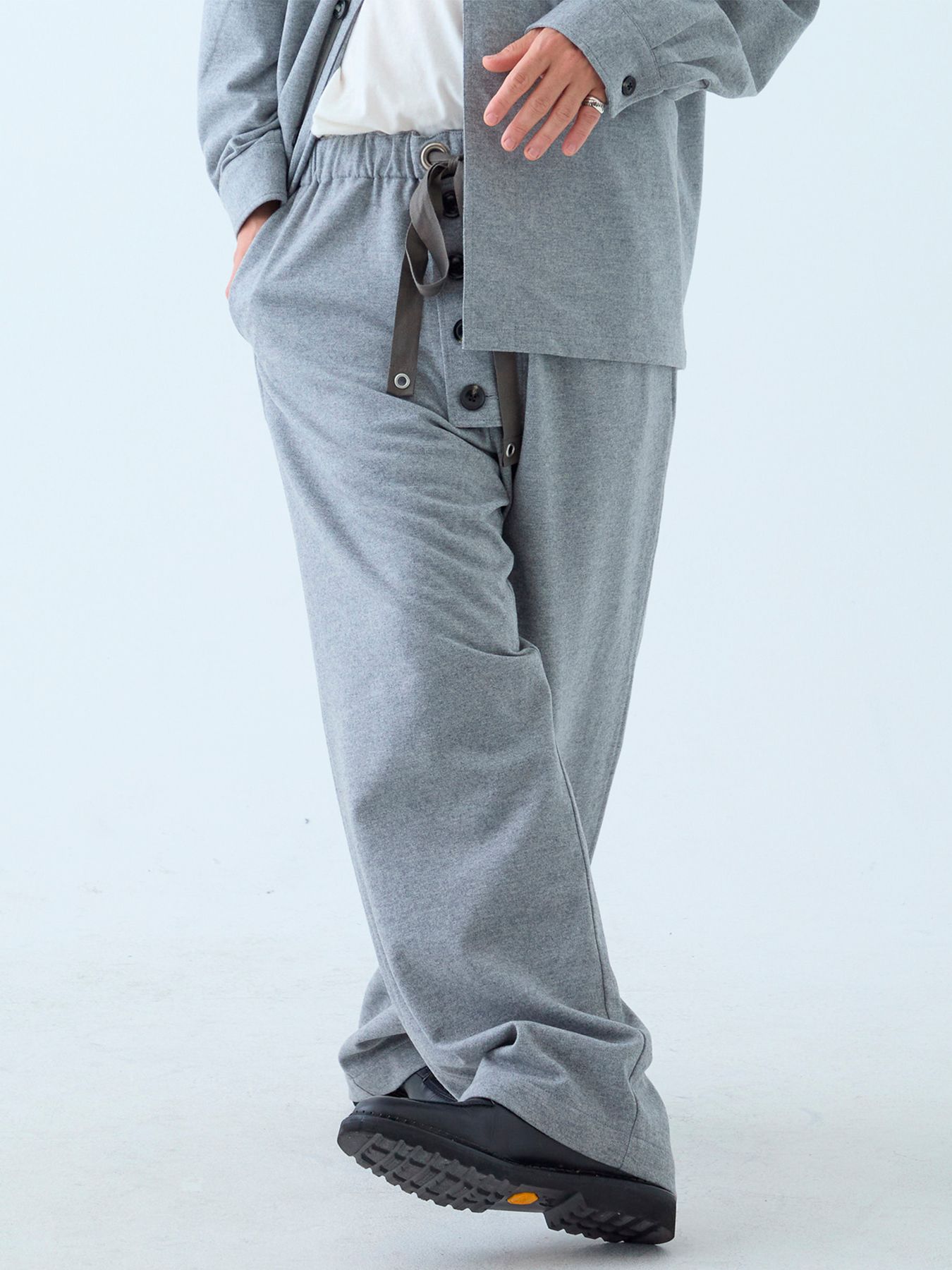 【予約品 】Woolnapp trousers / ウール イージートラウサーズパンツ / 杢グレー