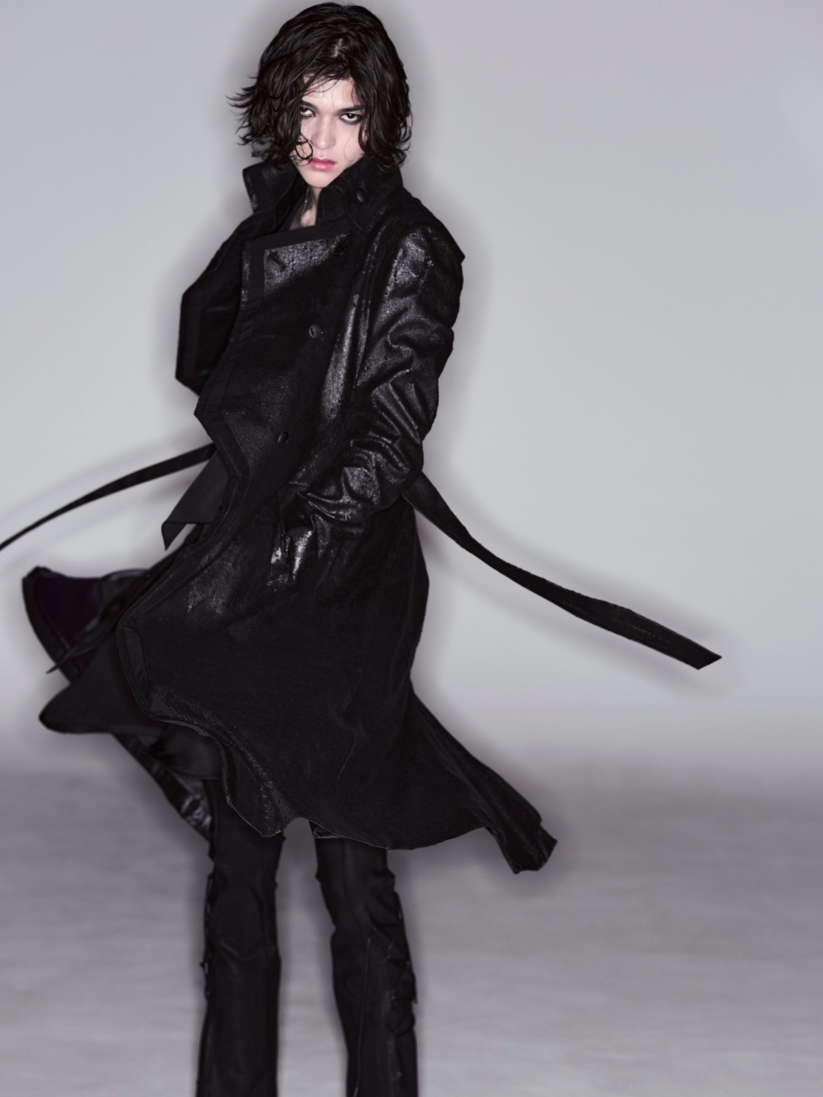 【予約品 6月29日(月) 締切】Cross Dot Fleece Long Napoleon Coat / ロング ナポレオンコート / ブラック