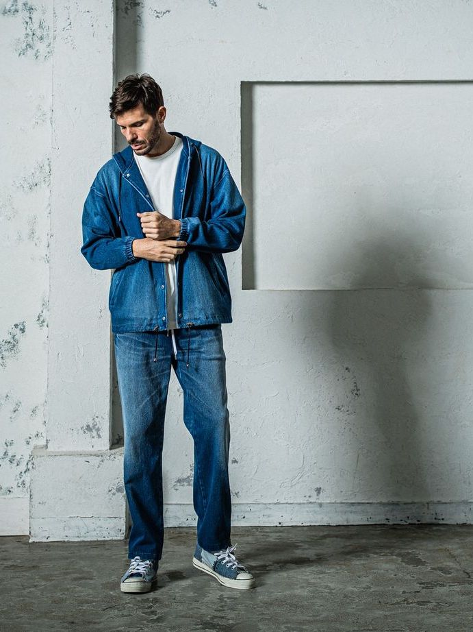 《予約11月17日19時締め》 DENIM JERSEY  coach hoodie / ジャケットパーカー / ダークインディゴ