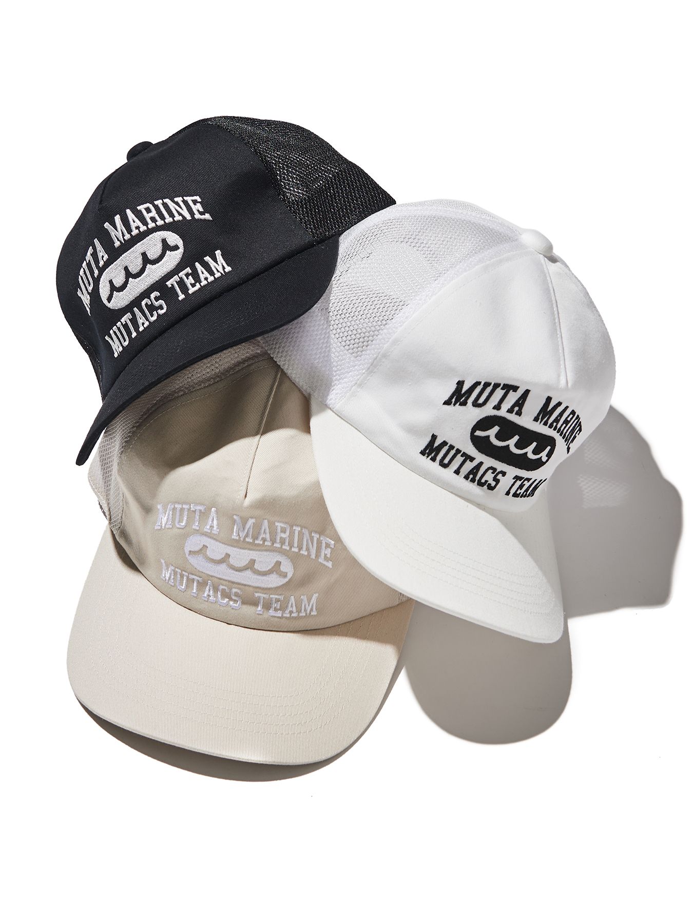 【予約品 10月9日(木) 締切】muta College Logo Mesh Cap / メッシュキャップ / ベージュ【Acanthus × muta MARINE】