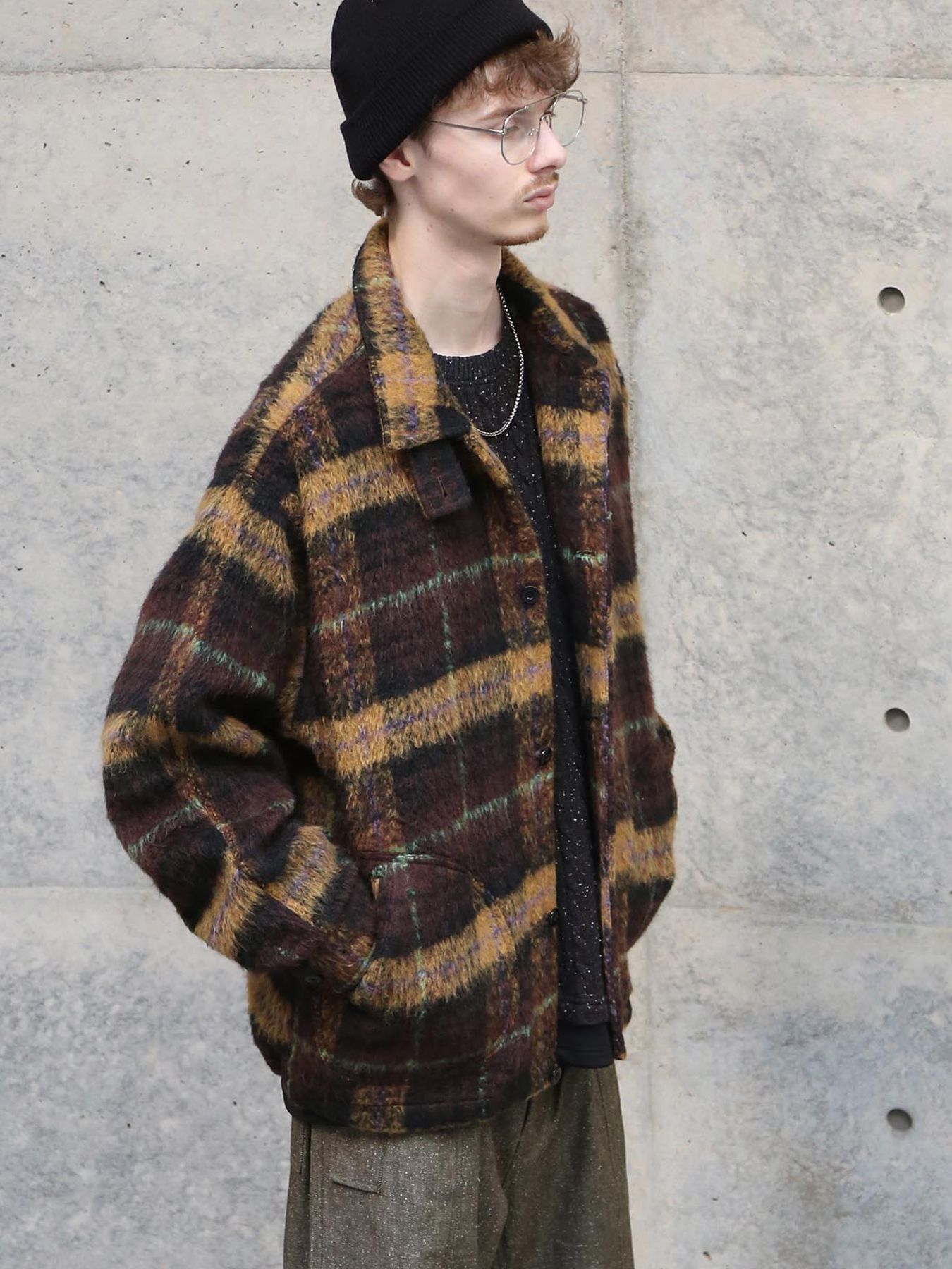 【予約品】WOOLY JKT / ブラウン×マスタード【QUOLT】