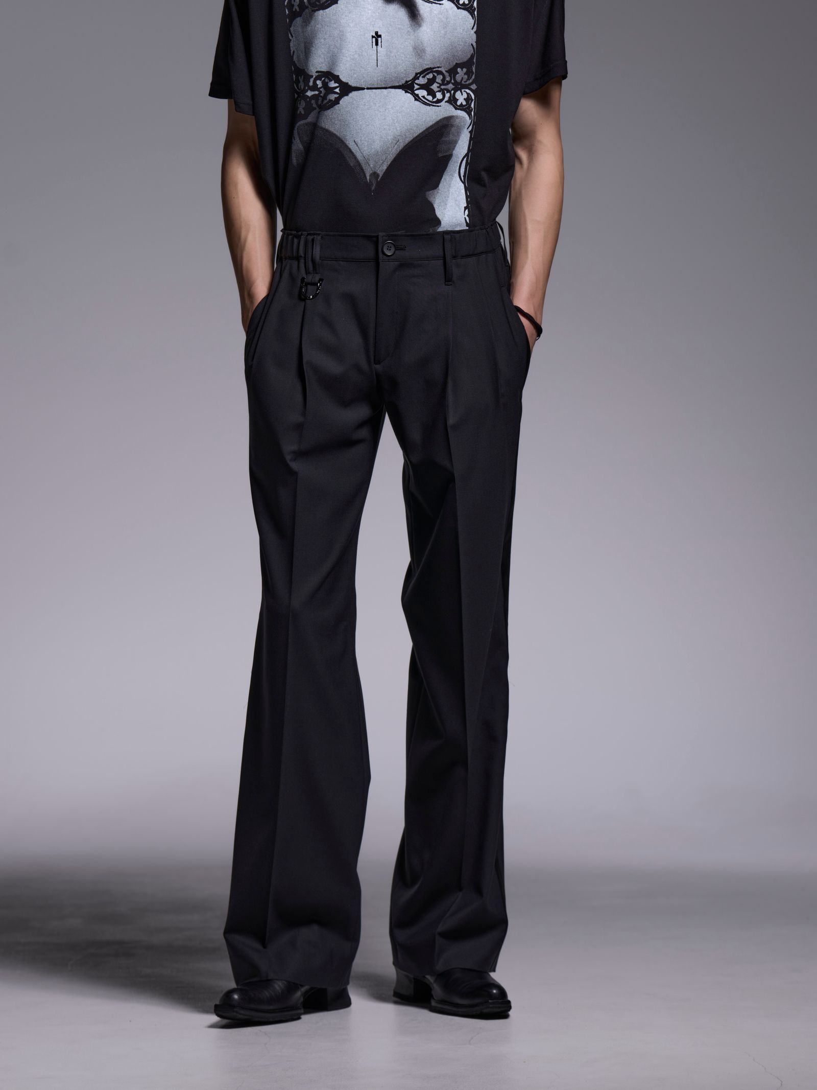 【予約品 1月4日(日) 締切】Side Line Wide Slacks / サイドライン ワイドスラックス / ブラック