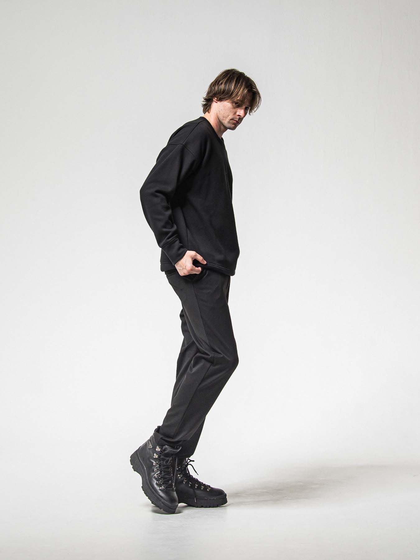 【予約品 8月31日(日) 締切】VELOURS FLEECE THERMAL LOOSE TRAINER / ベロアフリース サーマル ルーズトレーナー / ブラック
