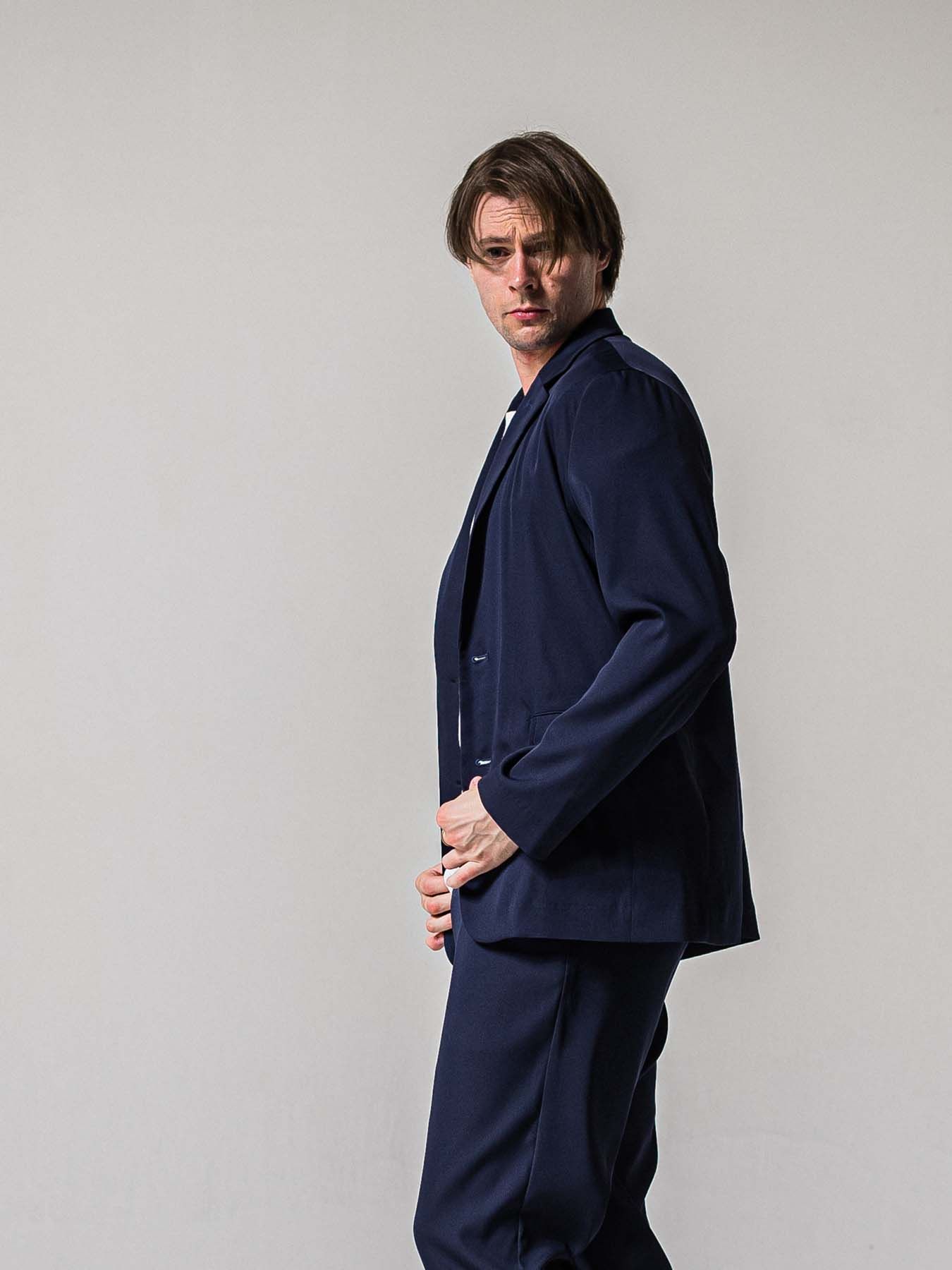 【予約品 11月16日(日) 締切】GARY LOOSE JACKET / ルーズフィット ジャージ テーラードジャケット / ネイビー