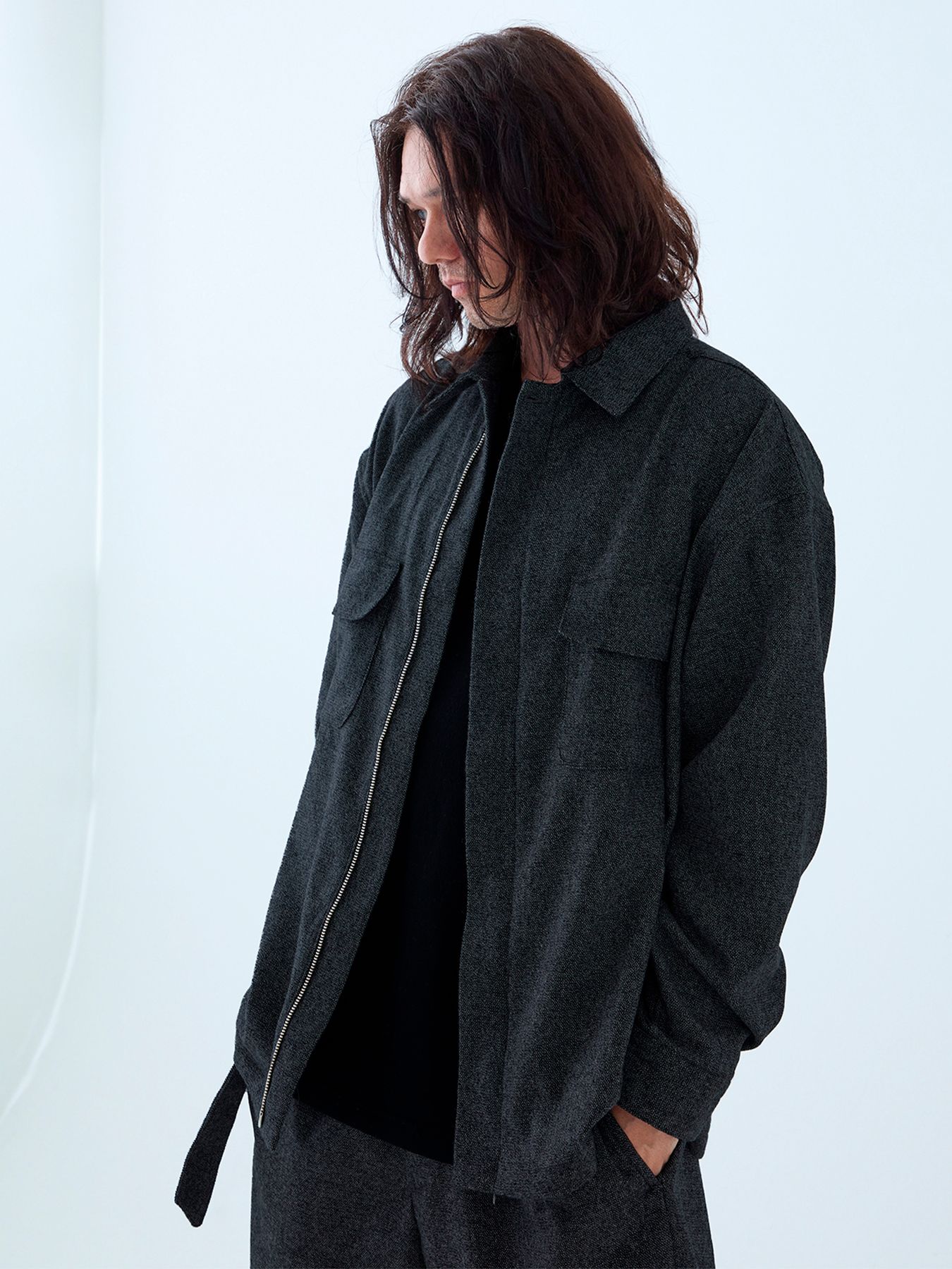 Woolaround / オーバーシャツ / 杢ブラック