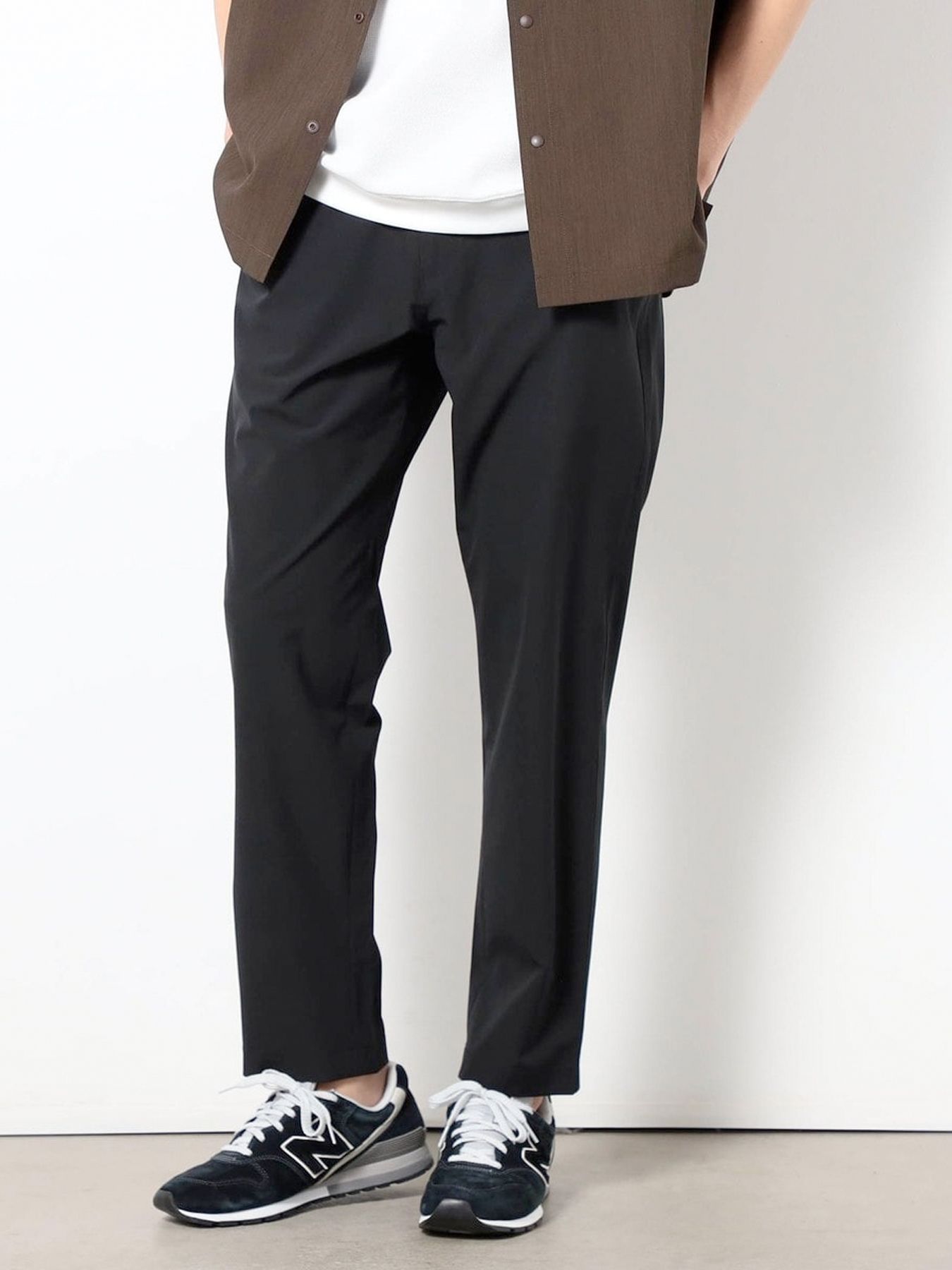 ナイロンリップストレッチイージーパンツ / ブラック【Grand PARK NICOLE】