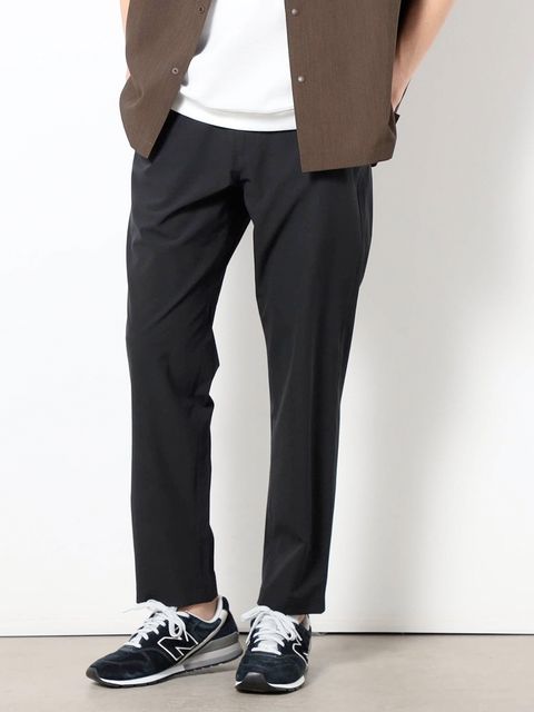 ナイロンリップストレッチイージーパンツ / ブラック【Grand PARK NICOLE】