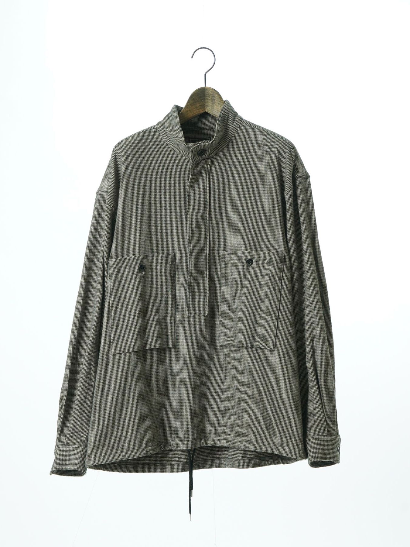 【予約品 】STANDPULL / ジッププルオーバーシャツ / アイボリー× ブラック千鳥