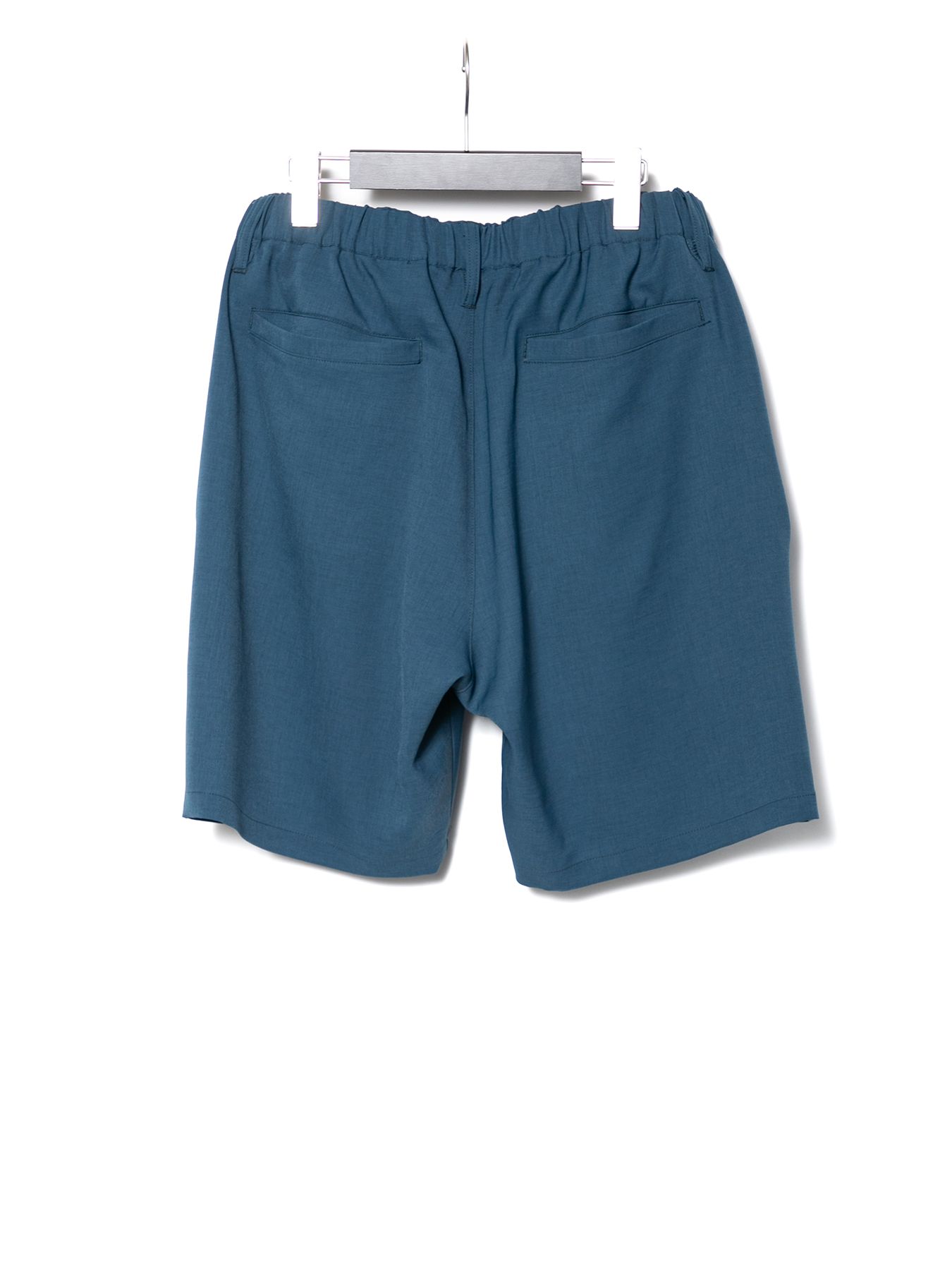 【予約品 10月12日(日) 締切】Polyester Stretch Twill Short pants / ポリエステル ストレッチ ツイル ショートパンツ / ブルーグリーン